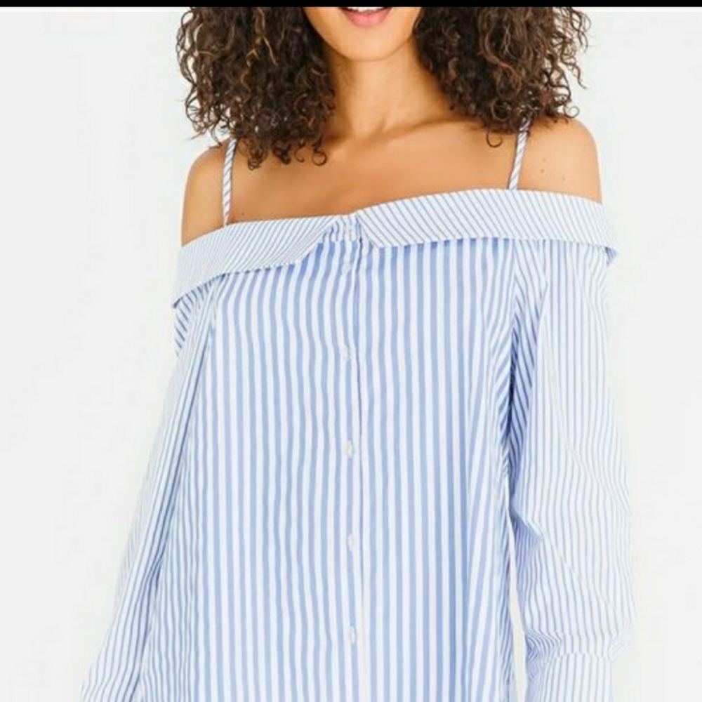 by & by striped off shoulder blouse - Picture 5 of 6